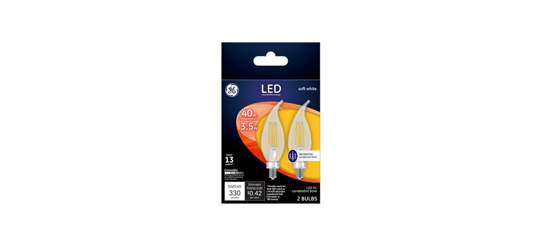 LED Light Bulb F15 E12 (Candelabra) Soft White 40 Watt Equivalence Clear Pair