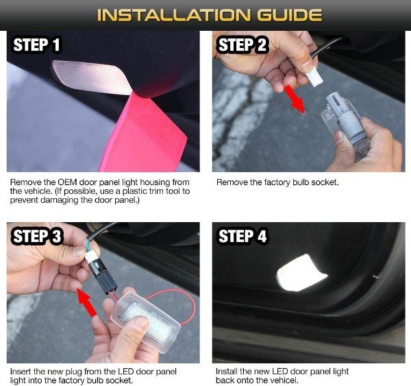 Full LED Side Door Panel Courtesy Warning Light Lamp Assembly Color: Red+White