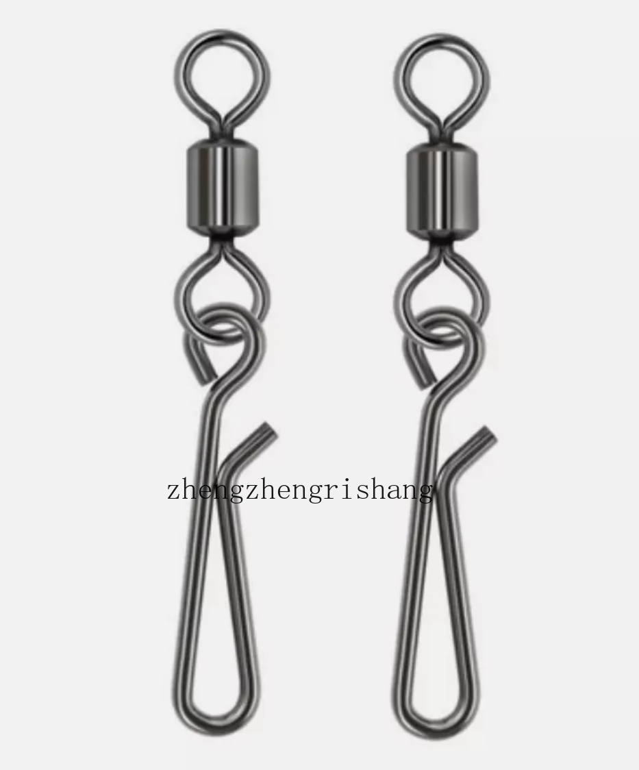100PCS Stainless Steel Fishing Swivel with Hanging Snap Rolling Swivel Connector