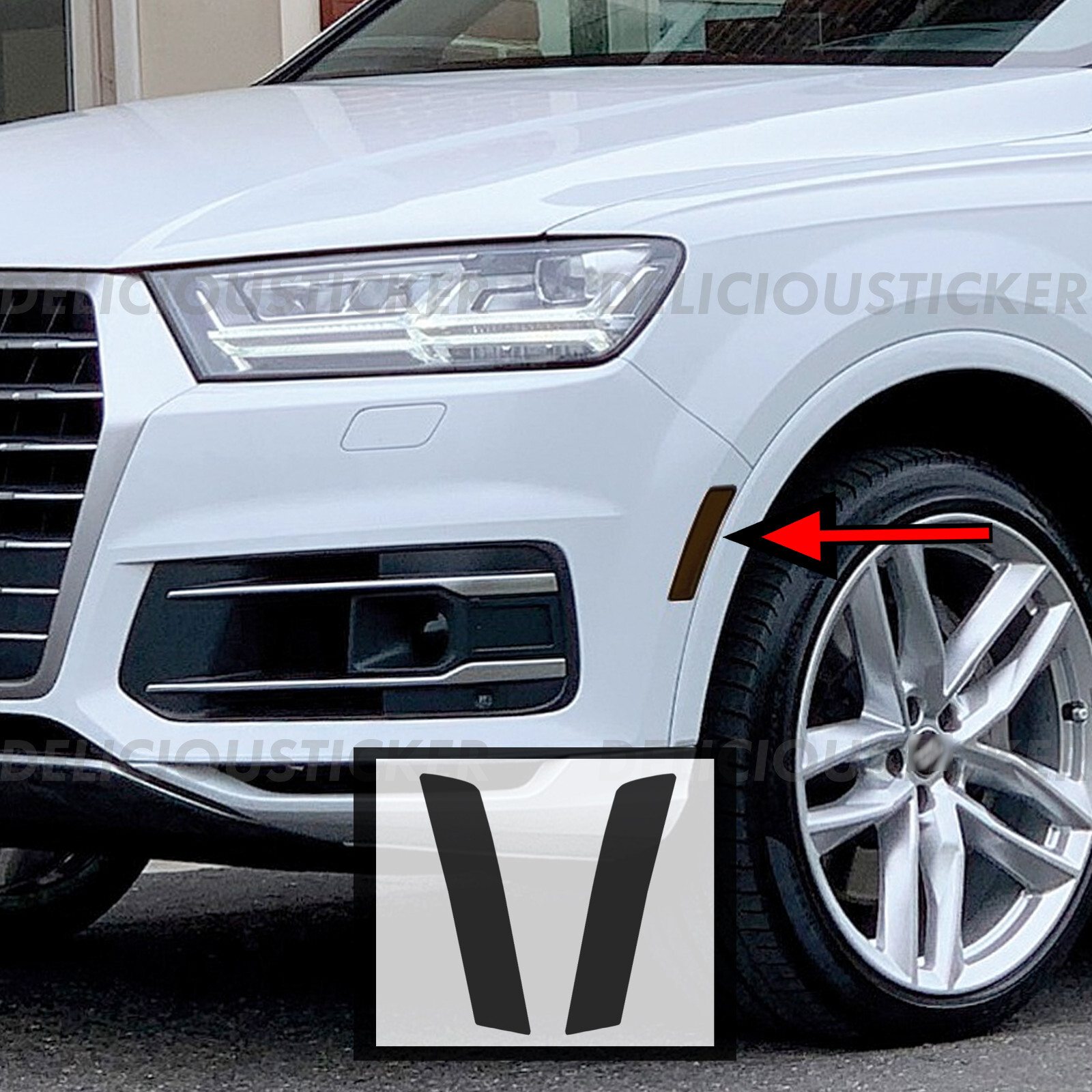 Fits 2017-2019 Audi Q7 Front Side Markers Smoke Tint Decals Overlay Vinyl Ppf
