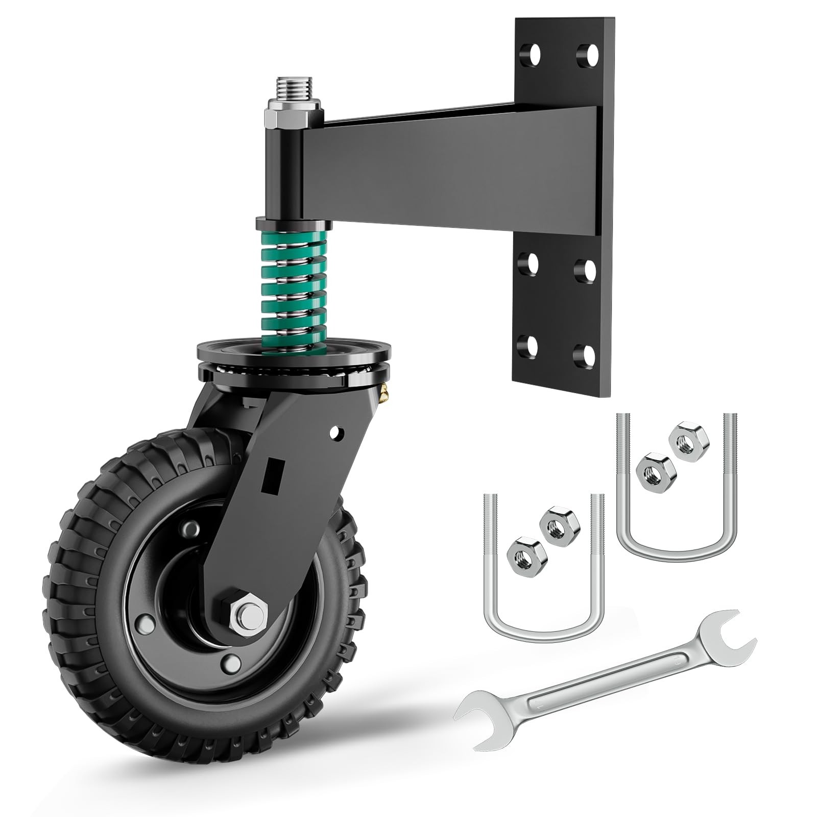 Heavy Duty Fence Gate Wheels, 6 Inch, Supports 550 lbs, Spring-Loaded 360 Rot...