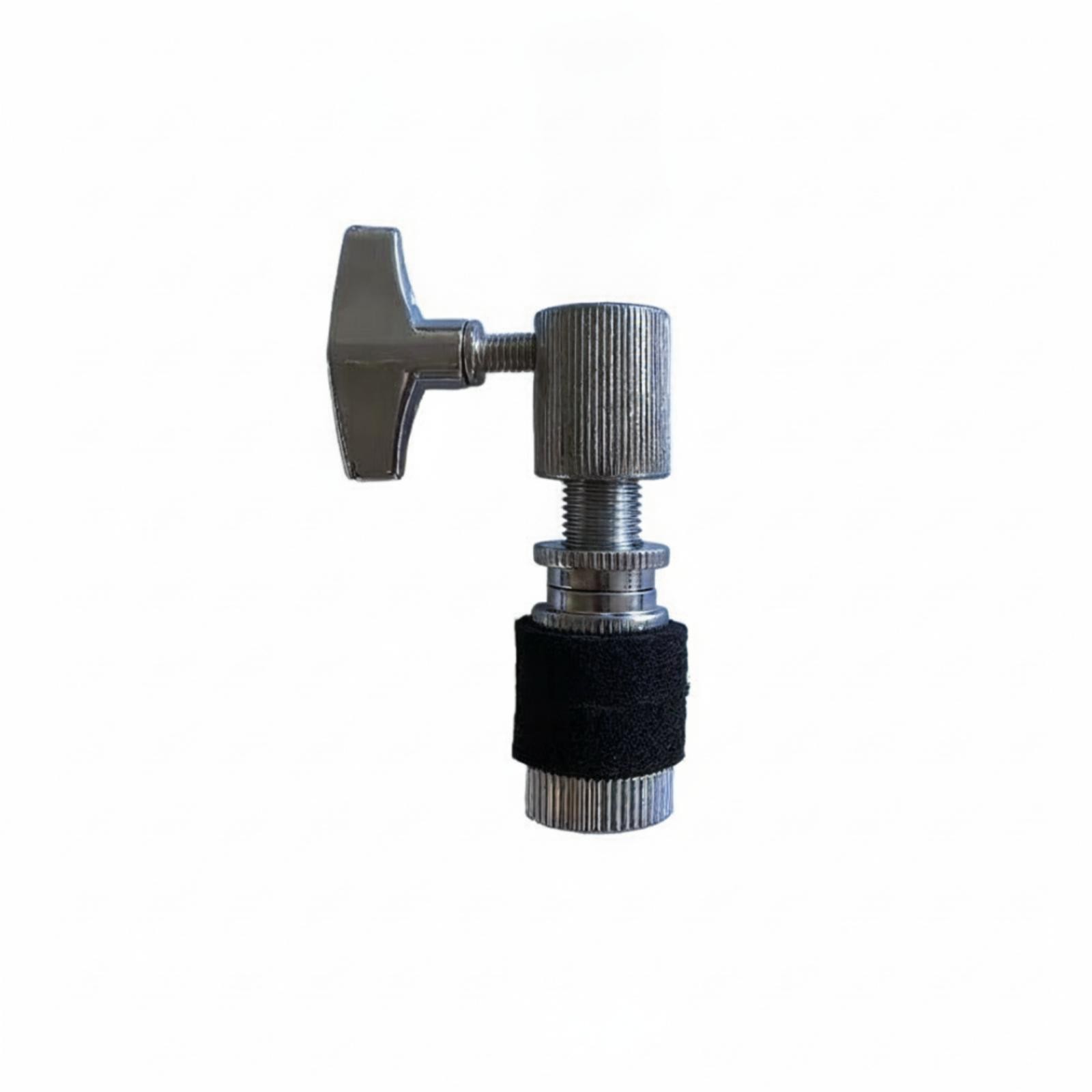 Hi-hat clutch made of metal with felt sleeve and knurled washers for