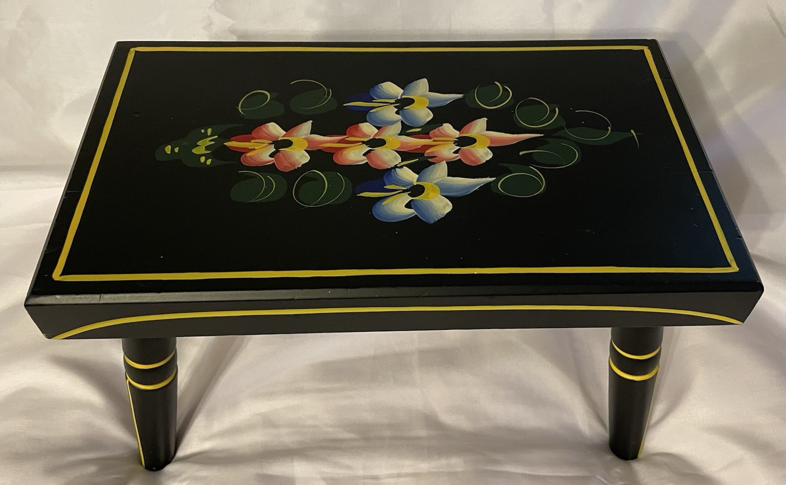 Vintage Ebersol Chair Shop Hand Painted Wood Stool
