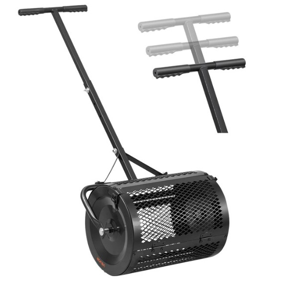 VEVOR 16.5in Compost Spreader Peat Moss Roller T Handle Lawn Seeder