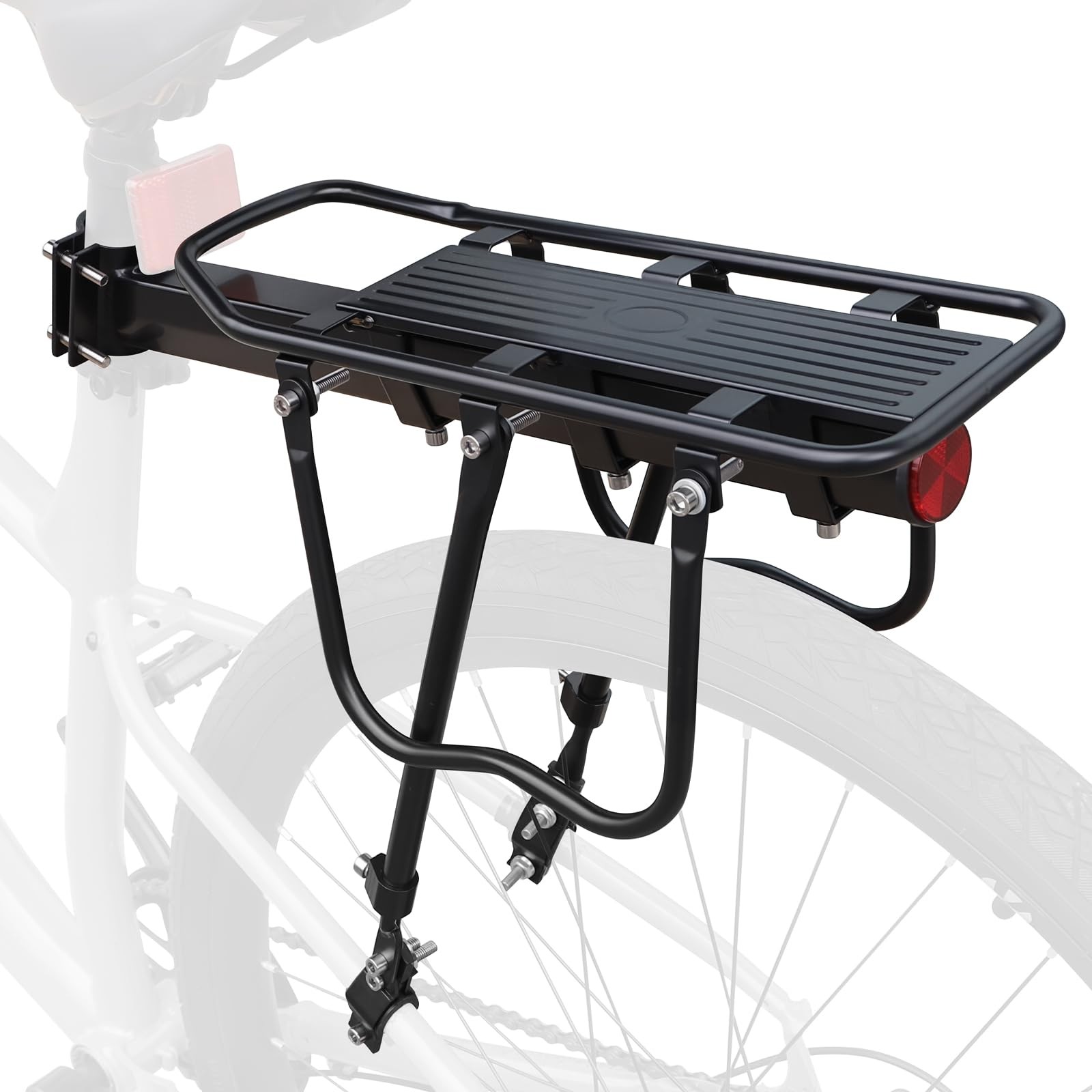 Bike Rear Rack Adjustable Bike Cargo Rack with Reflective 110LBS Capacity Qui...