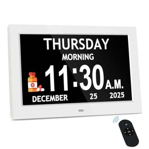 10.1'' Extra Large Digital Clock, 1280*800p HD Display, Dementia 10.1" White