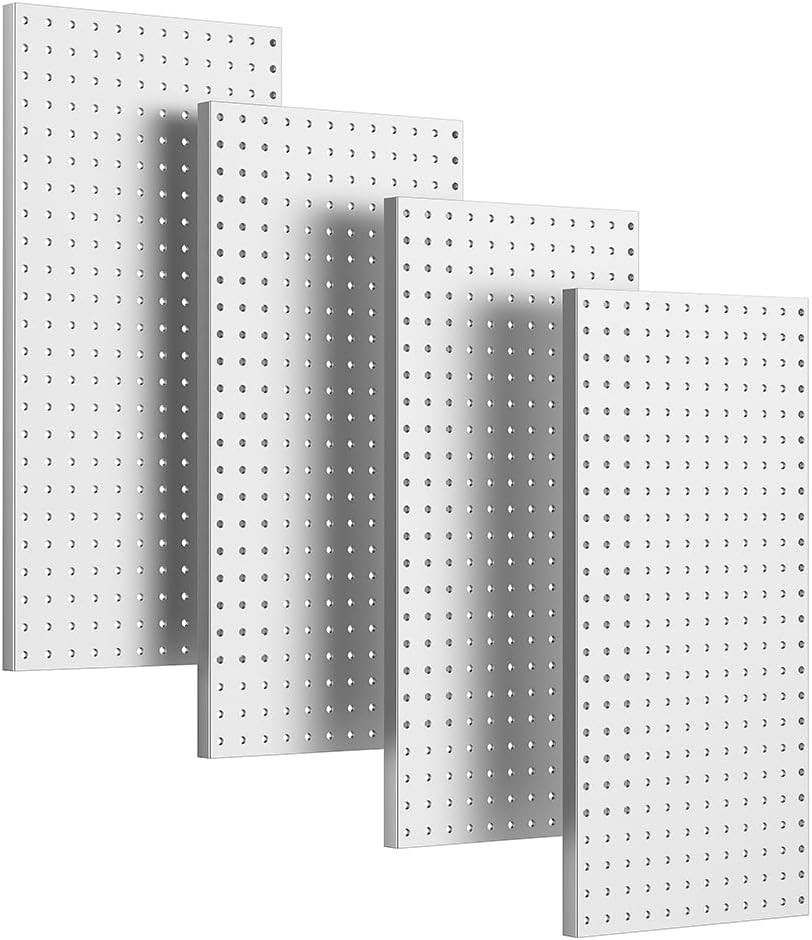 4 Pcs Metal Pegboard Wall Panels, Peg Boards for Garage Tool Storage