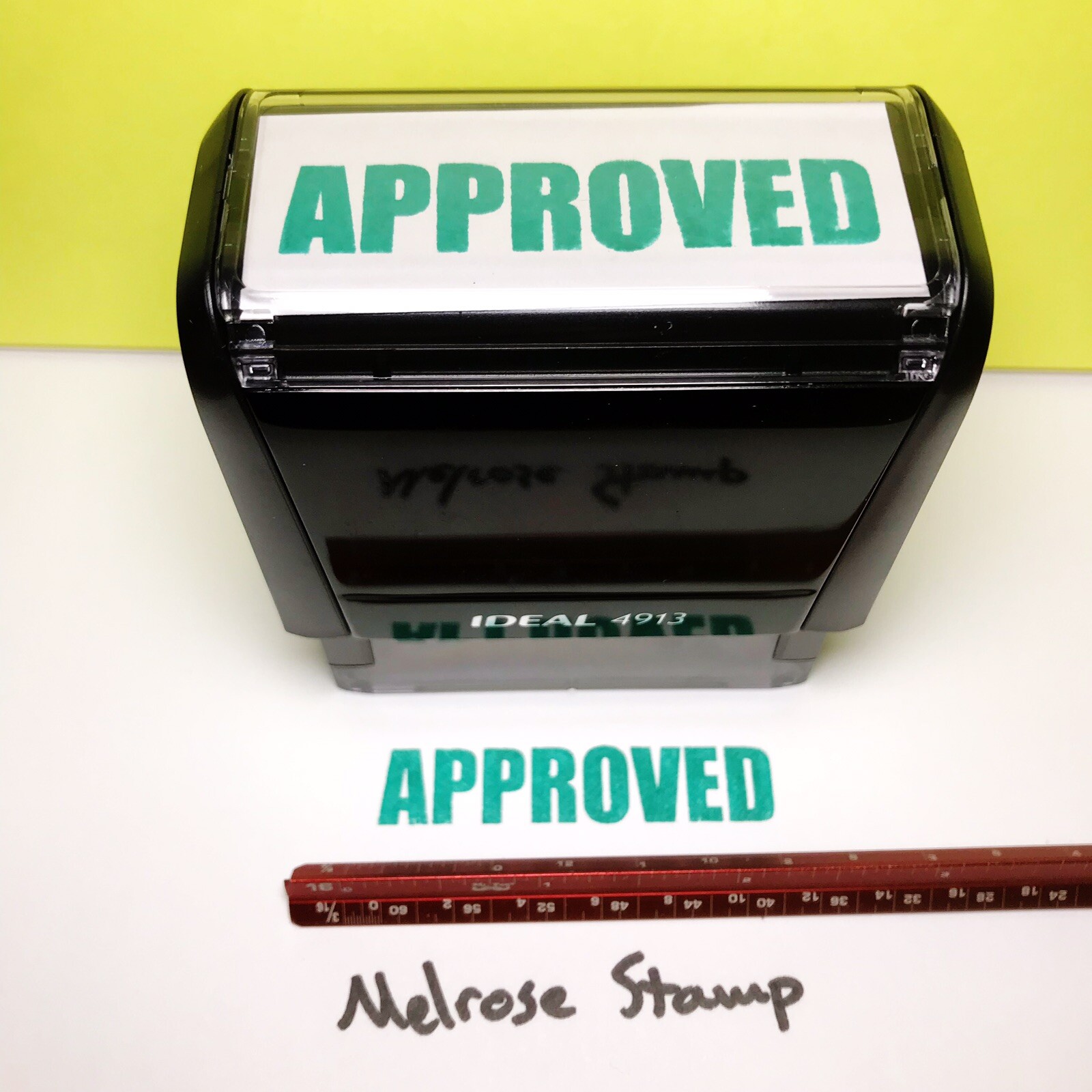 Approved Rubber Stamp Green Ink Self Inking Ideal 4913