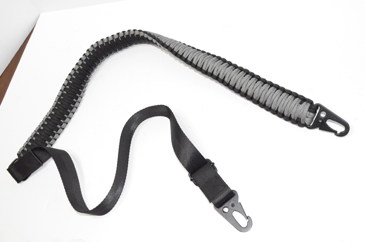 Tactical 550 Paracord Rifle Gun Shotgun Paintball 2 Point Sling (Grey / Black)