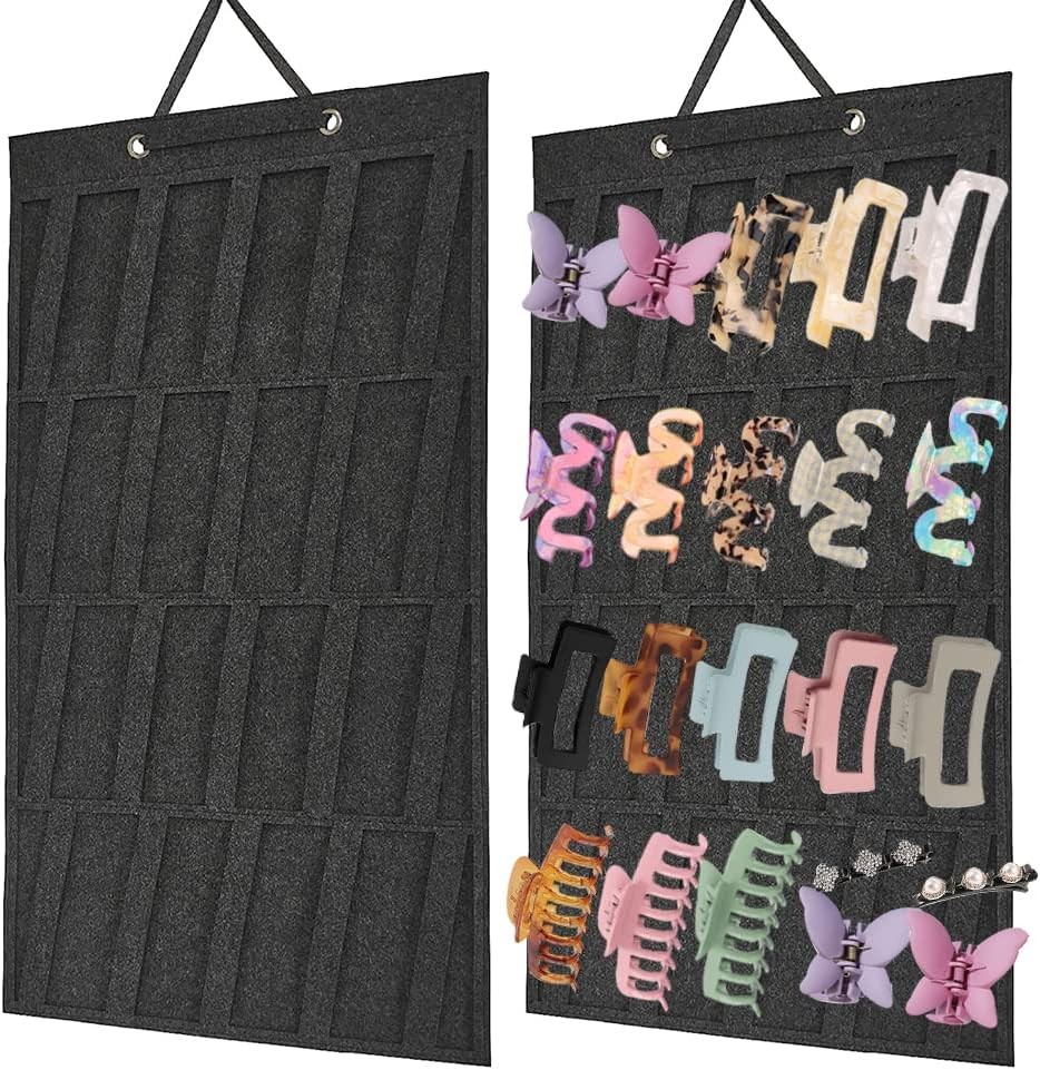 Claw Clip Organizer, Lar  Organizer, Premium Felt Hanging Claws