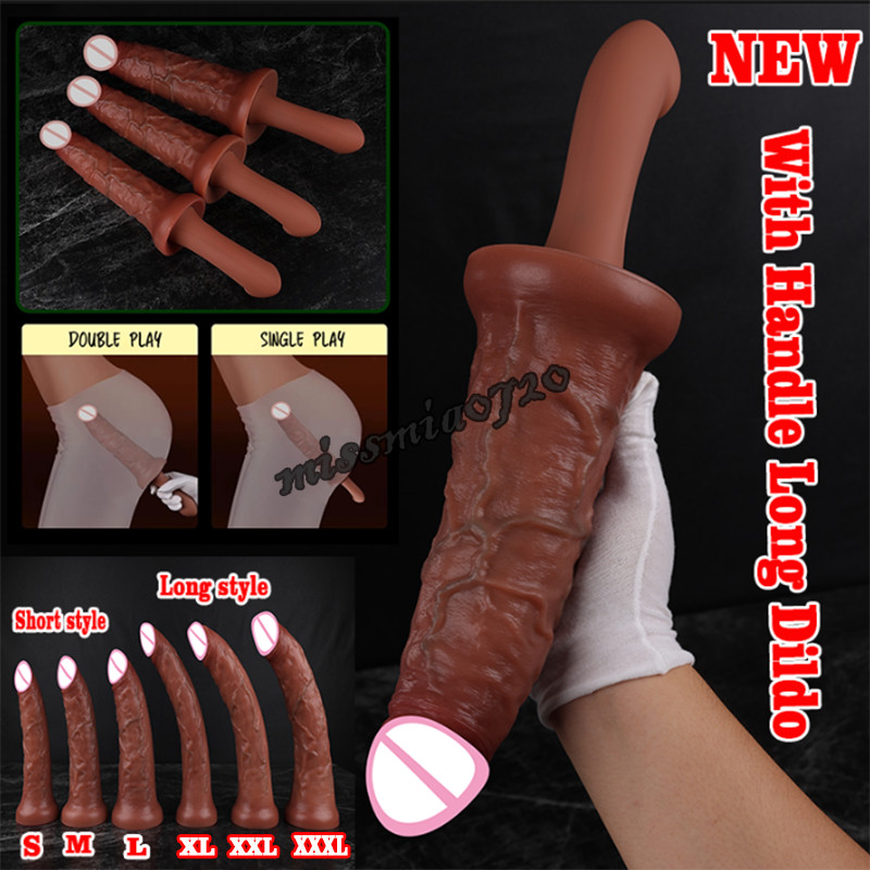 Long Dildo Realistic Penis Removable Silicone Butt Plug Dilator Stimulate Vagina