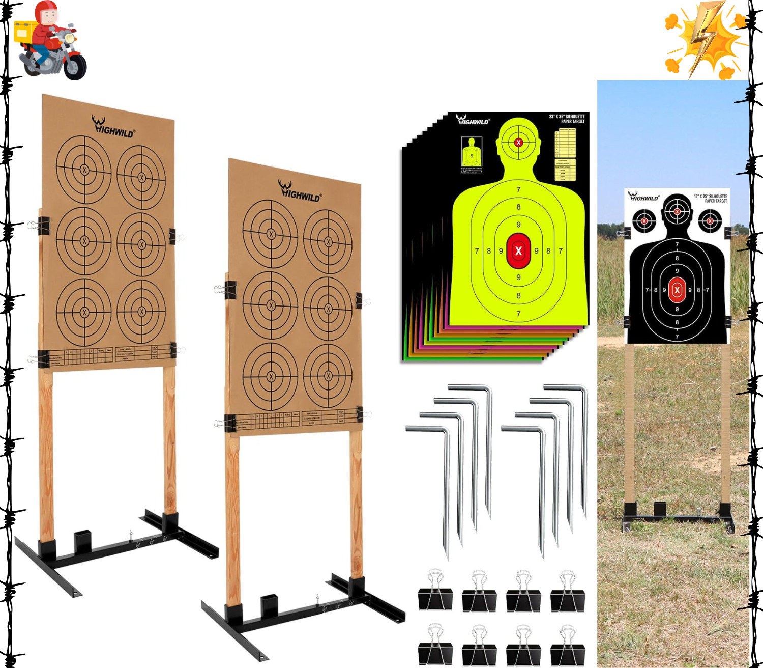 Adjustable Target Stand Base for Paper Shooting Cardboard Silhouette H Shape Sta