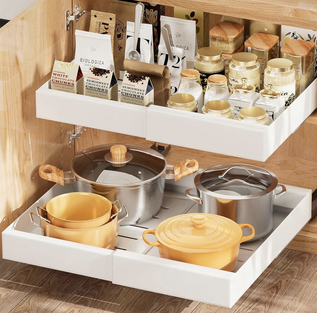 2-pack Pull Out Cabinet Organizer Expandable( 11.81”-18.1”) Deep 16.9”