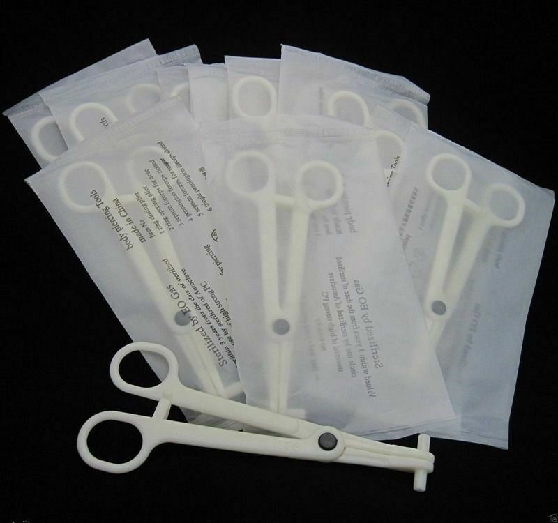 5 PCS Disposable Septum Forceps Clamp Plier Piercing Tool Supply