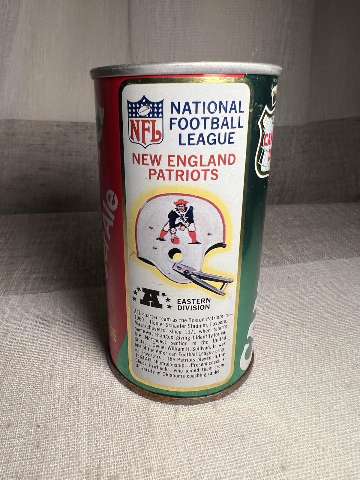 Vintage Canada Dry NFL Football Team New England Patriots Steel Soda Pop Can