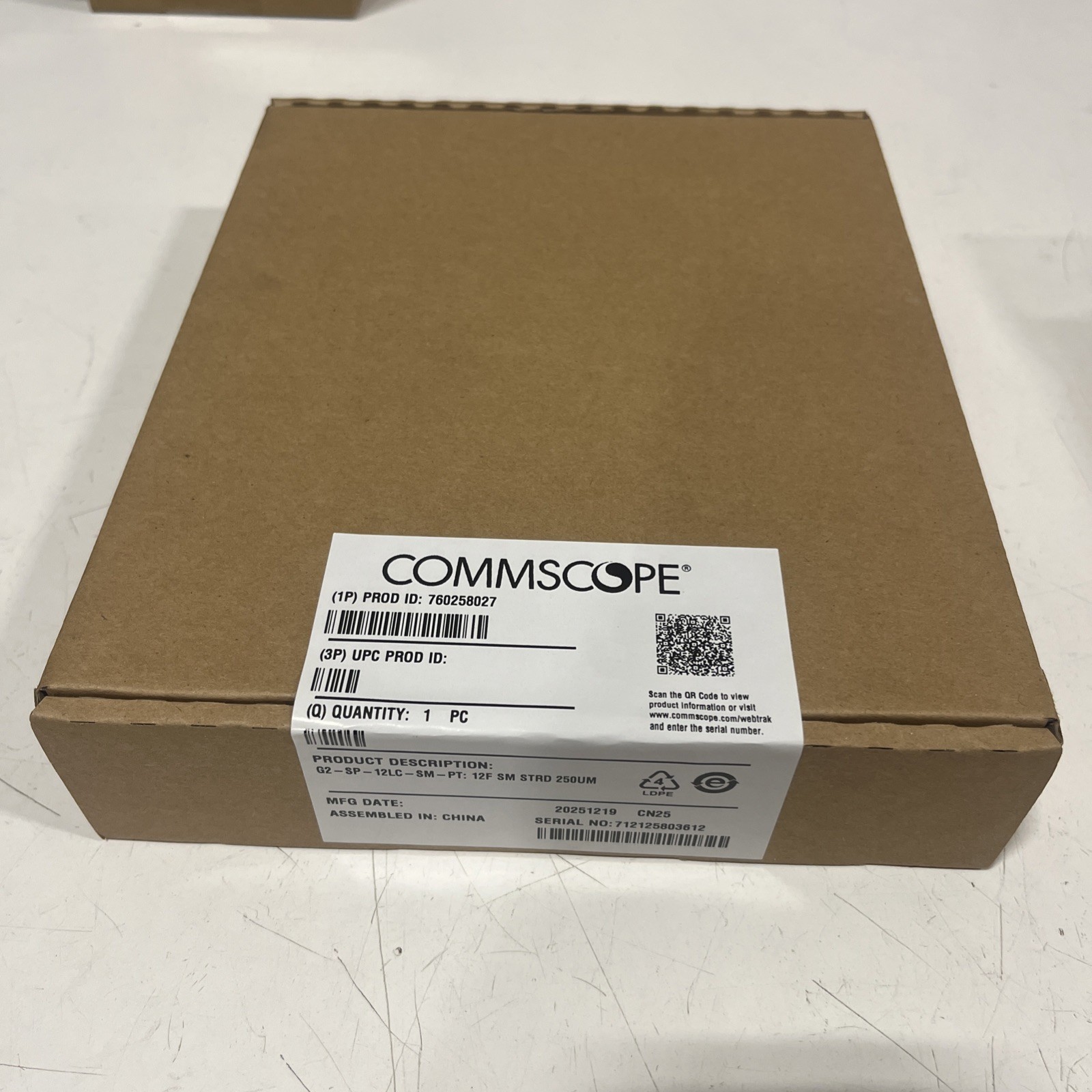 Commscope G2 Splice Cassette G2-SP-12LC-SM-PT: 12F SM STRD 250UM
