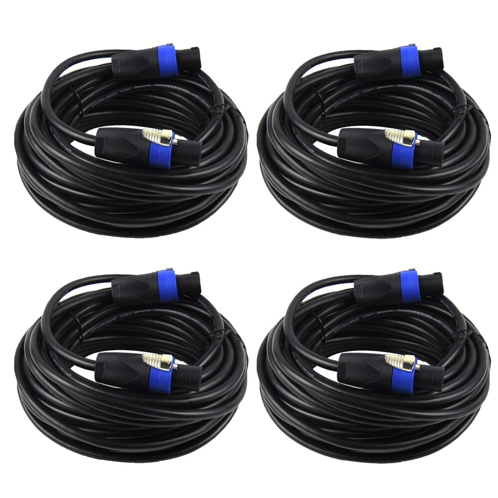 4Pcs 15 Ft Speakon to Speakon Cable 12 Gauge AWG Wire Audio Speaker Cab Cords