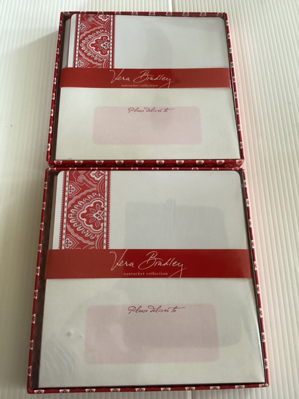 Vera Bradley CORRESPONDENCE CARDS 20 (2 Sets) NANTUCKET RED Note +ENVELOPES RARE