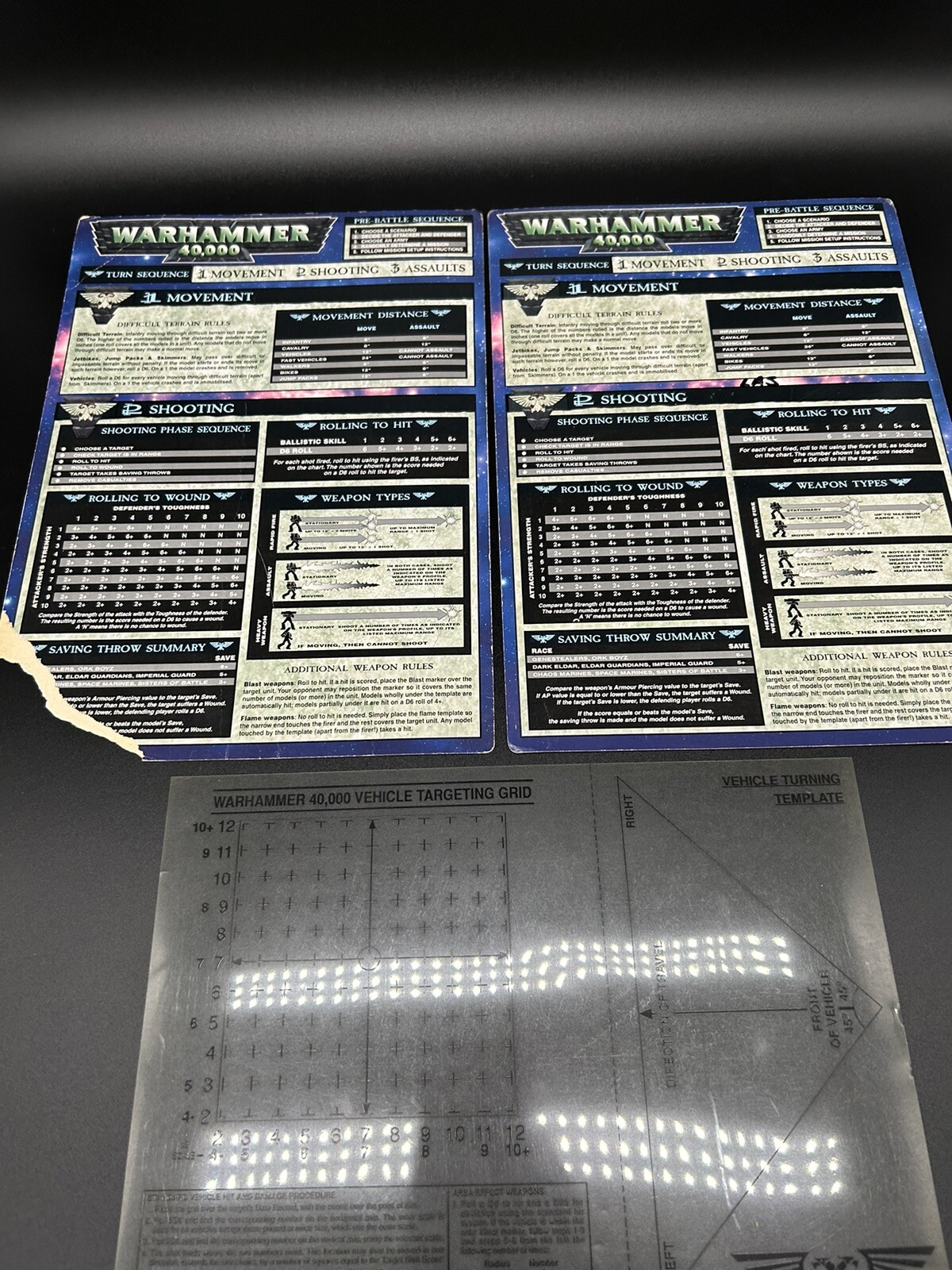 Games Workshop Warhammer 40,000 Quick Reference Card Supplement Lot