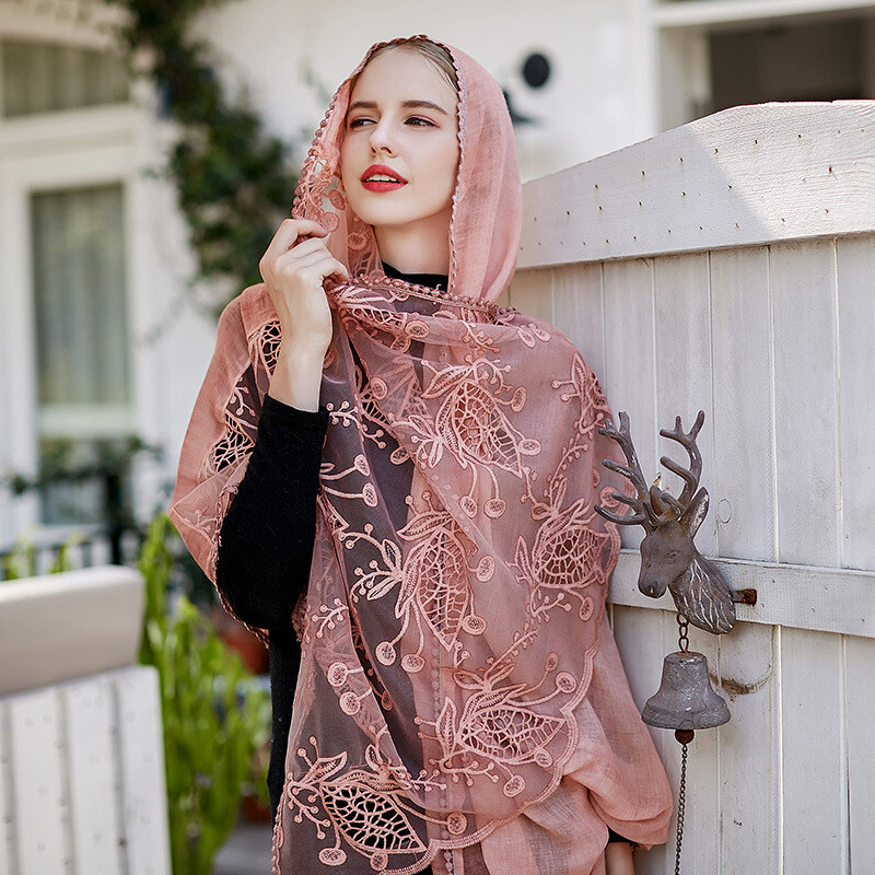 Women Ladies Lace Floral Lightweight Scarf Veil Church Mantilla Scarf Shawl Wrap