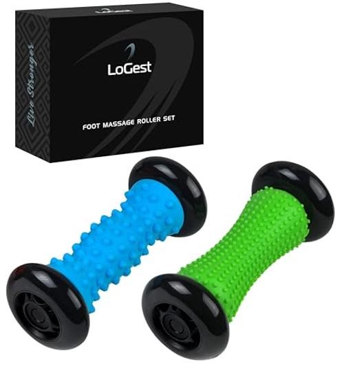 Logest Foot Massage Roller - Trigger Point Therapy - Blue & Green - 2 Pack
