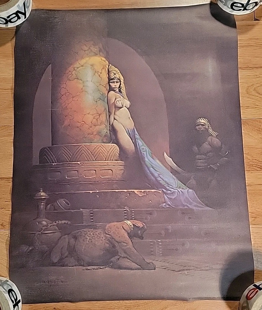Vintage 1979 FRANK FRAZETTA poster EGYPTIAN QUEEN-fantasy seductress