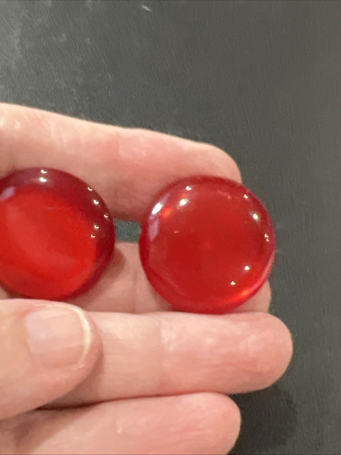 vintage red lucite Screw Back Earrings