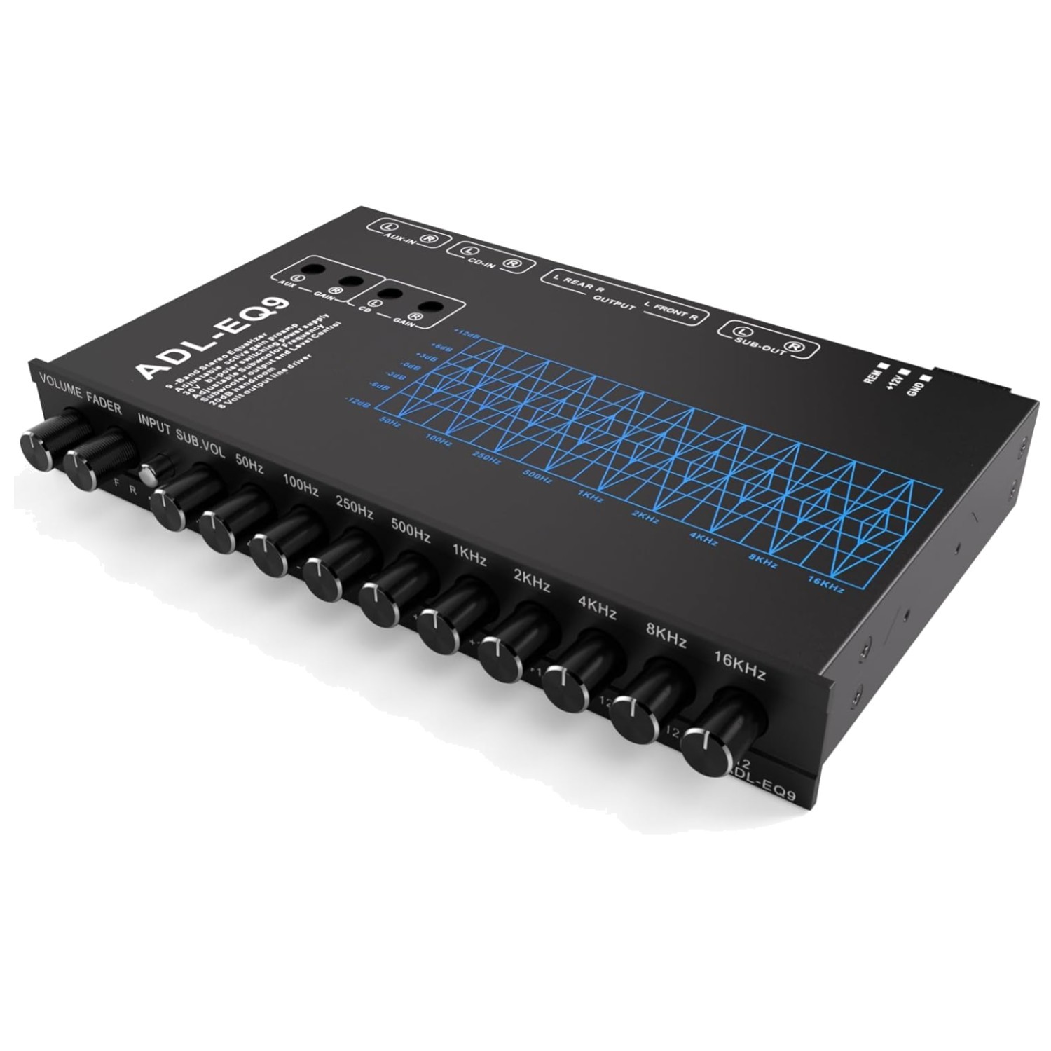 Car Audio Equalizer with Subwoofer Frequency Control^