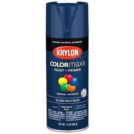 Krylon K05529007 Spray Paint, Navy Blue, Gloss, Solvent, 12 Oz
