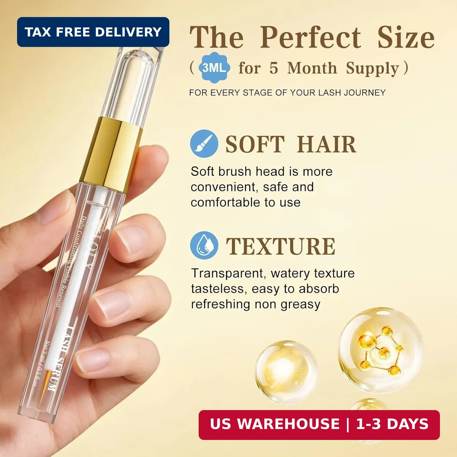 Lash Serum for Eyelash Growth, Peptide Infused Formula - Visible Results in 7 Da