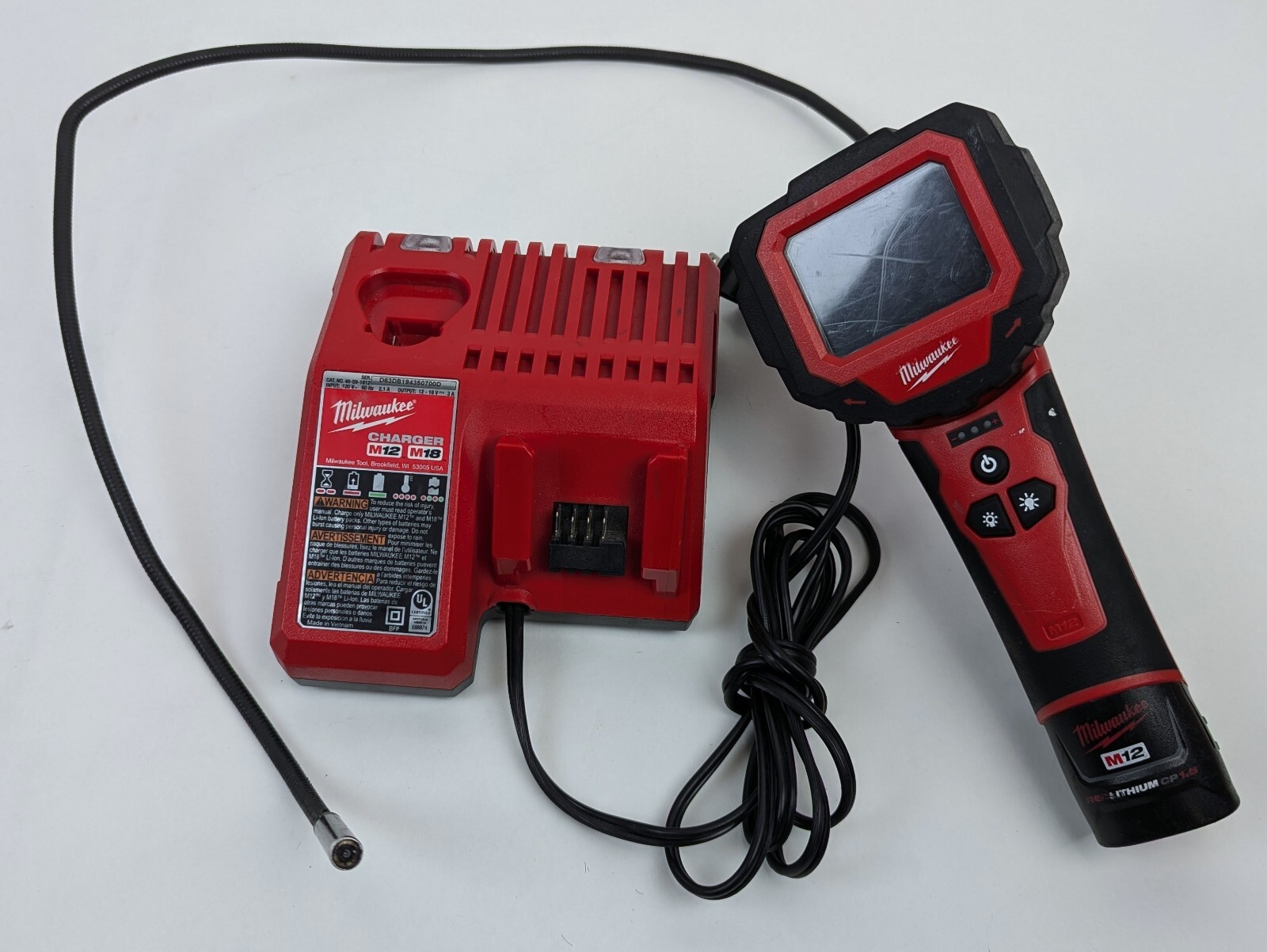 Milwaukee 2313-20 M-Spector 360 Rotating Inspection Scope, M12 Battery & Charger