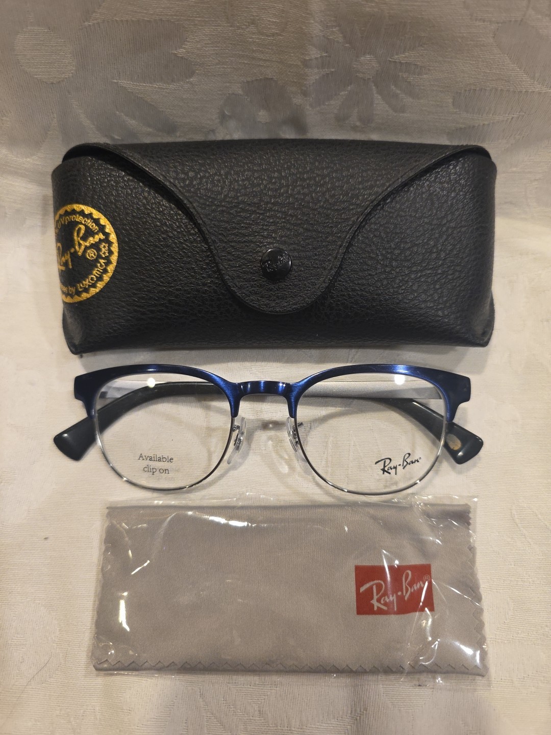 Ray-Ban RB 6317 2863 49-20-140 Blue Glasses W/ Case & Cleaning Cloth