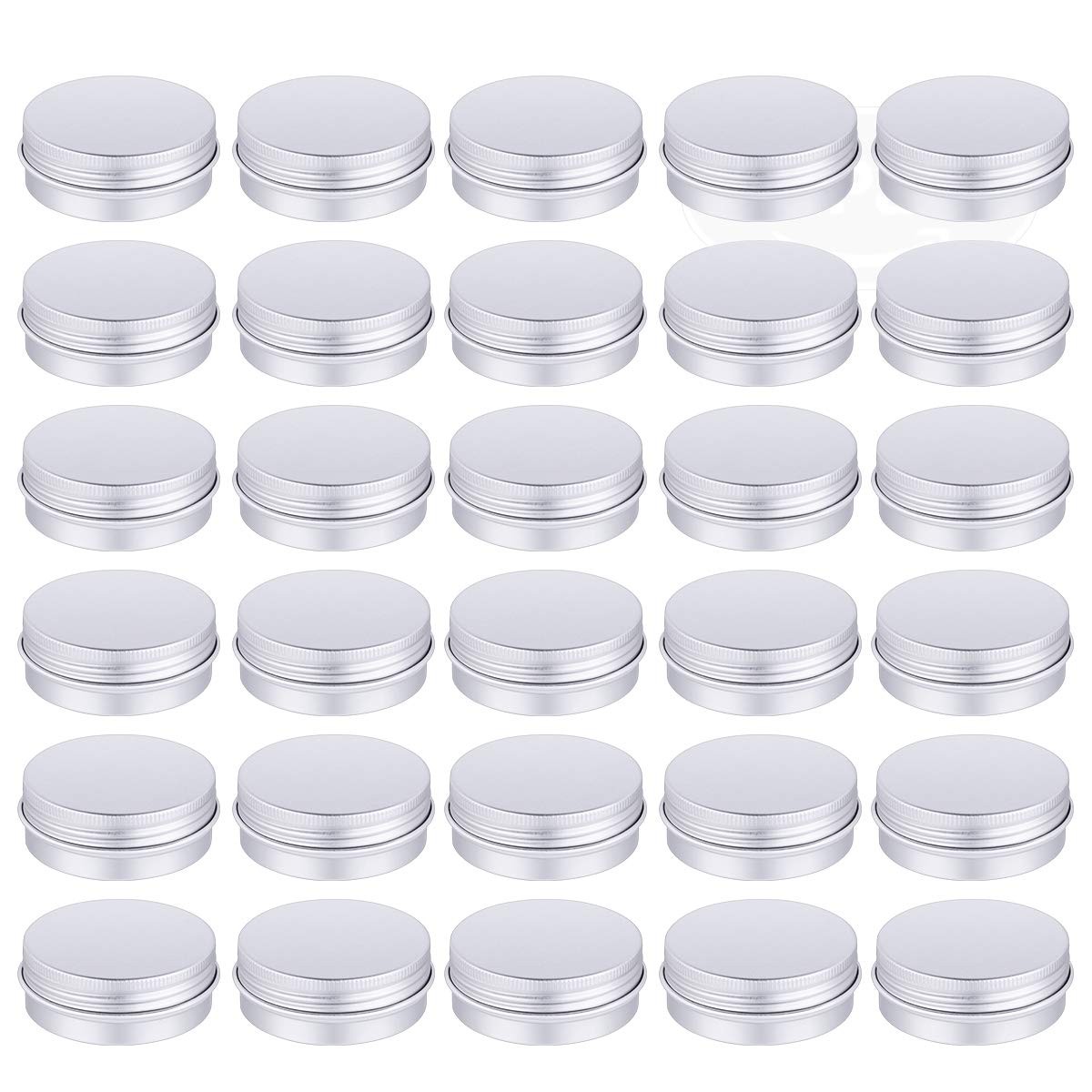 30 Pack Tin Cans Screw Top Round Metal Lip Balm Tins Containers with Lids (1oz)