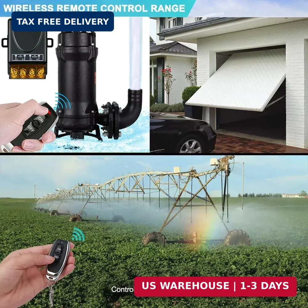 Wireless Remote Switch with 328 ft Long Range,DC 12V/24V/48V/72V Current Rating