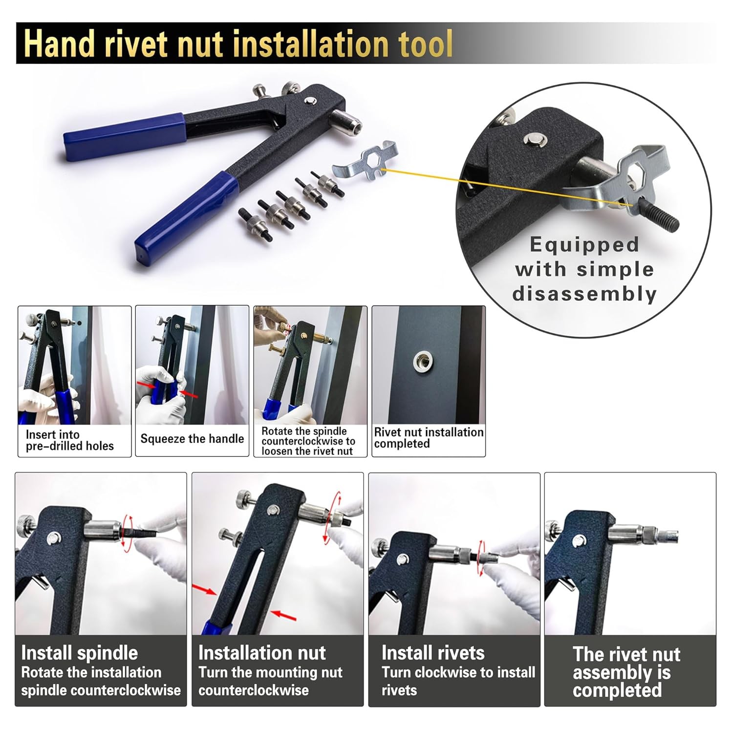 SAE Pressure Rivet Nut Tool Kit 530pcs, inch Rivet Nut Combination