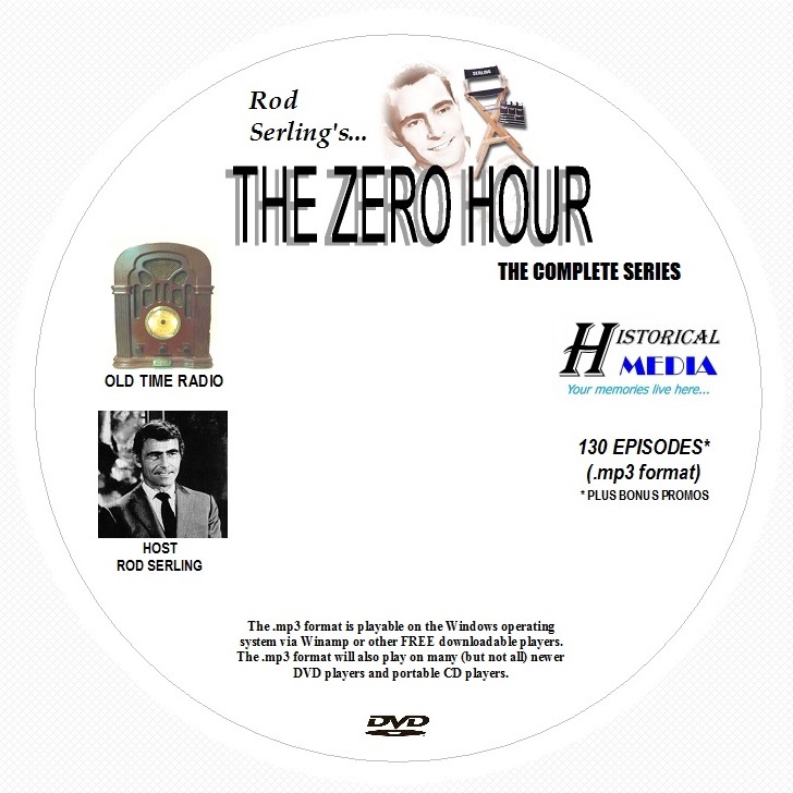 ZERO HOUR - 130 Shows Old Time Radio In MP3 Format OTR On 1 DVD   ROD SERLING