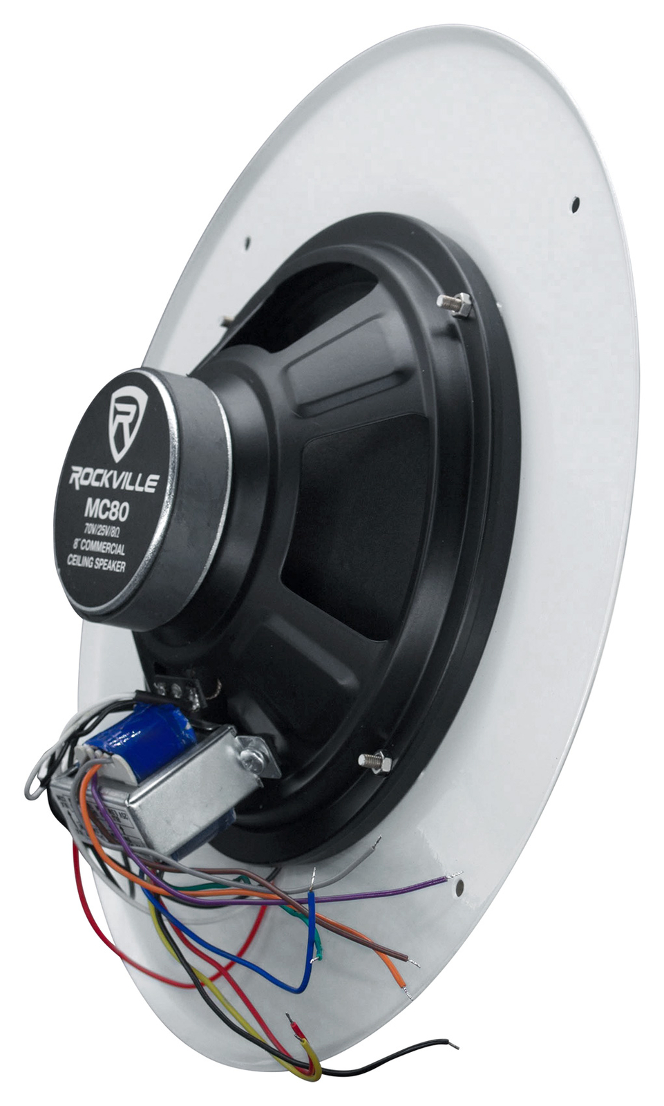 (12) Rockville MC80 Metal 8" 70 Volt Commercial Background PA Ceiling Speakers