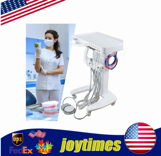 Portable 4Hole Dental Mobile Delivery Unit System Cart Treatment work Compressor