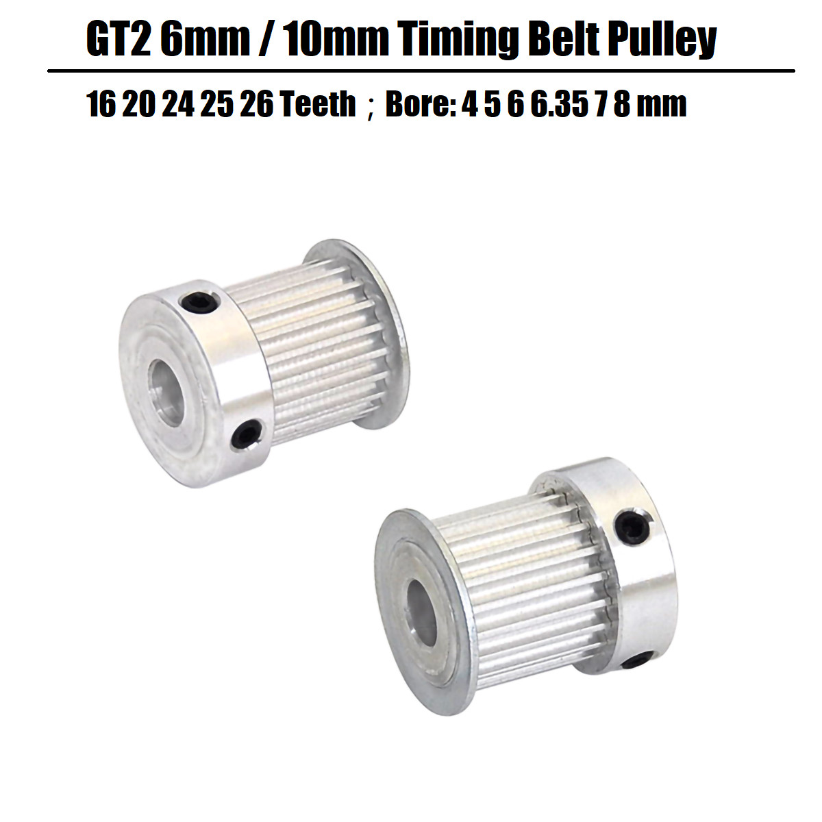 GT2 6mm / 10mm Timing Belt Pulley K-type 16 20 24 25 26 Teeth for CNC Step Motor