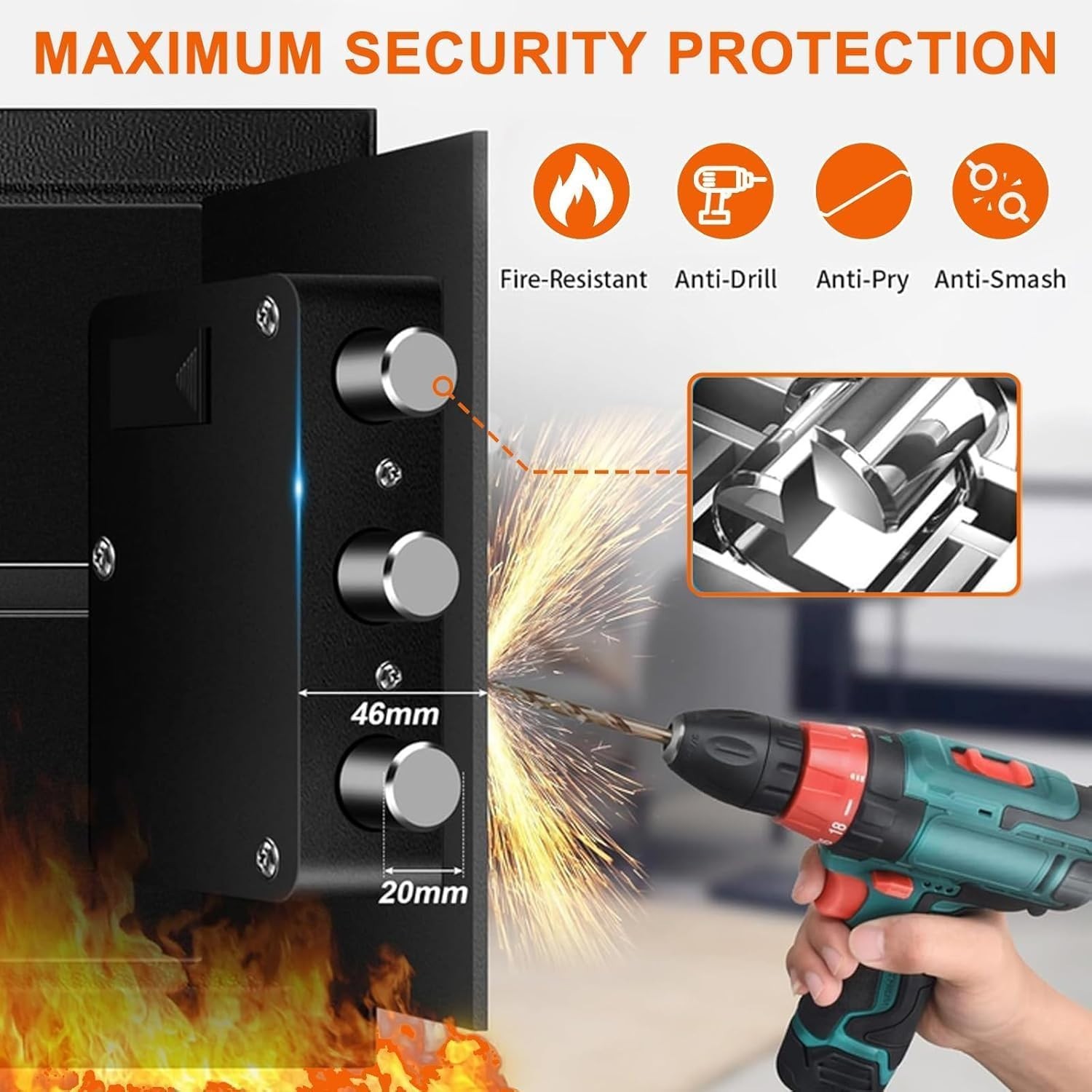 1.3 Cuft Small Fireproof Safe for Home, Personal Security Fire Safe Box with ...