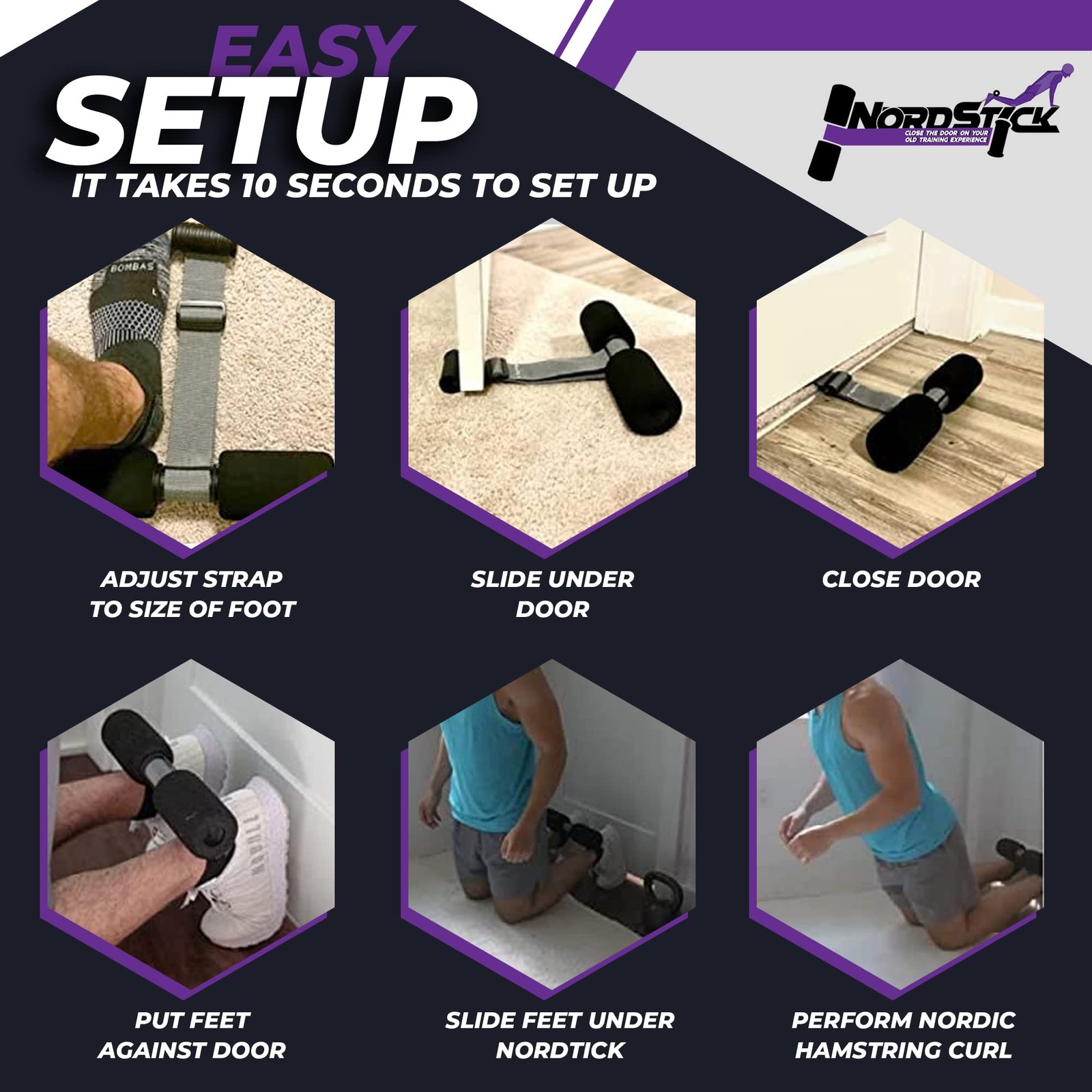 NordStick Nordic Hamstring Curl Strap The Original Hamstring Curl Exercise fo...