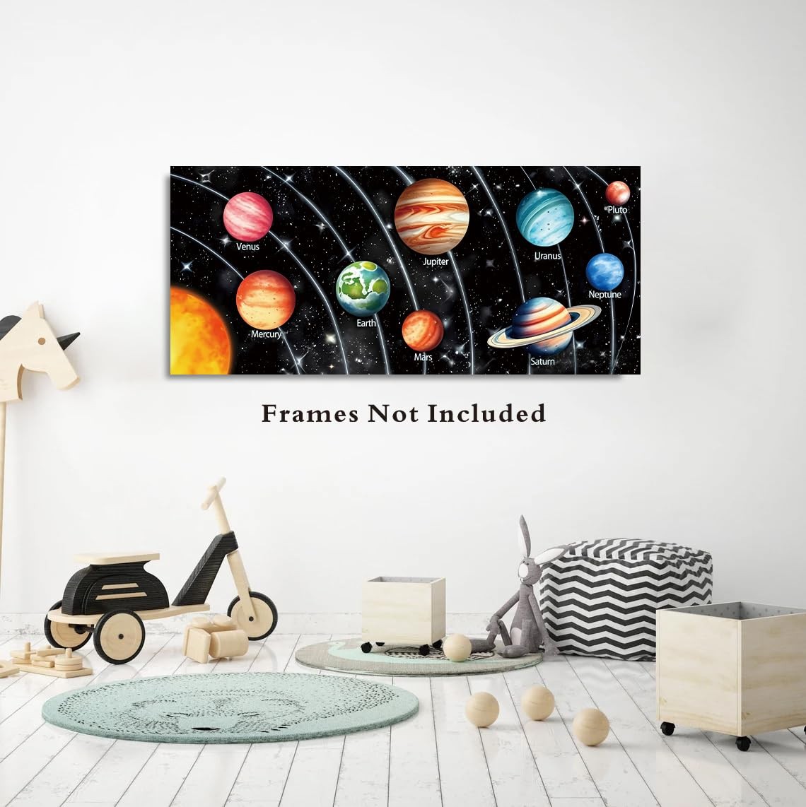 Unframed Solar System Space Canvas Art Posters-(16x36 inch)-Space and Planets Ca