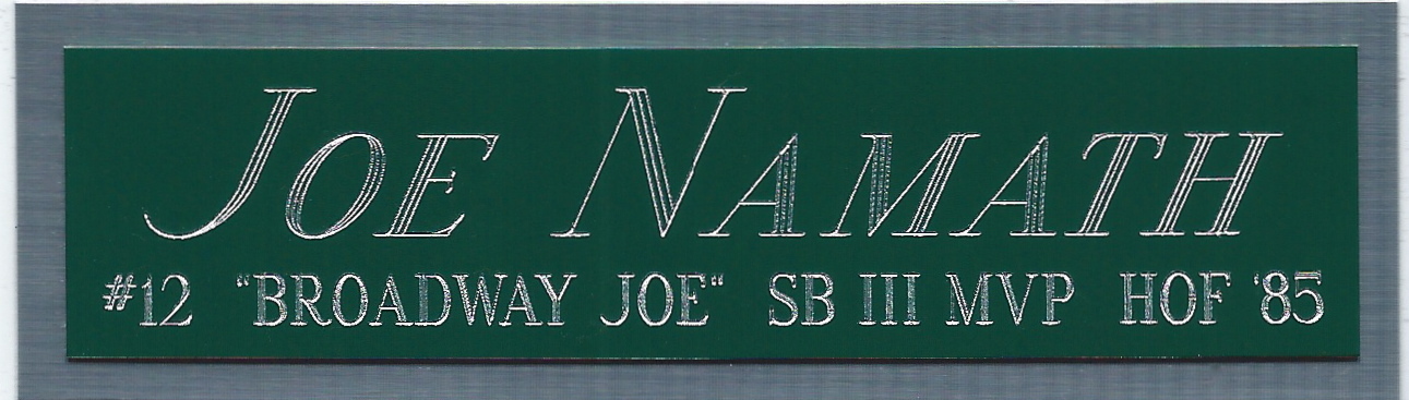 JOE NAMATH JETS NAMEPLATE FOR AUTOGRAPHED Signed HELMET-FOOTBALL-JERSEY-PHOTO