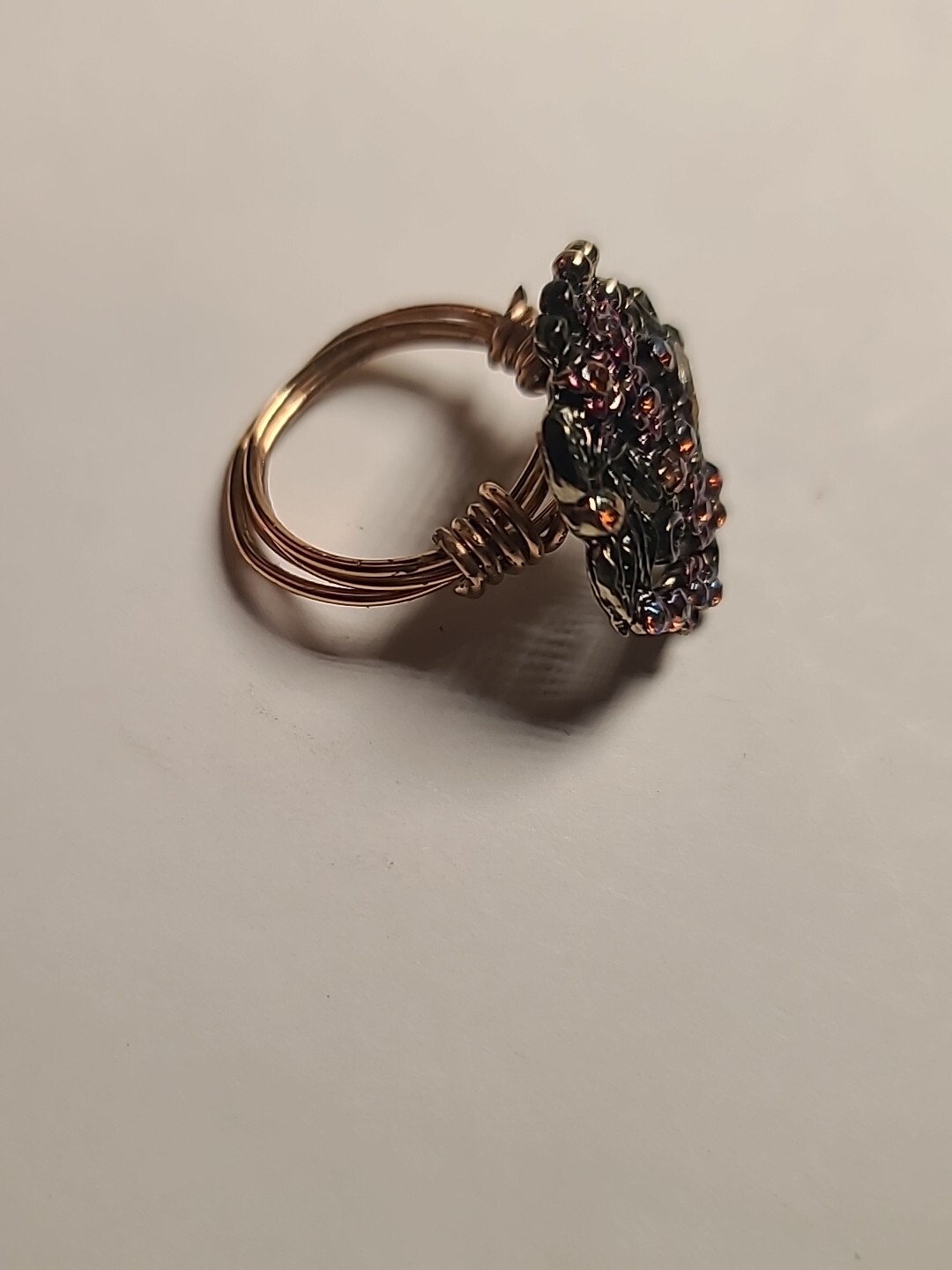 NEW Handmade Wire Wrapped Ring Goldtone Statement Beautiful Size 5