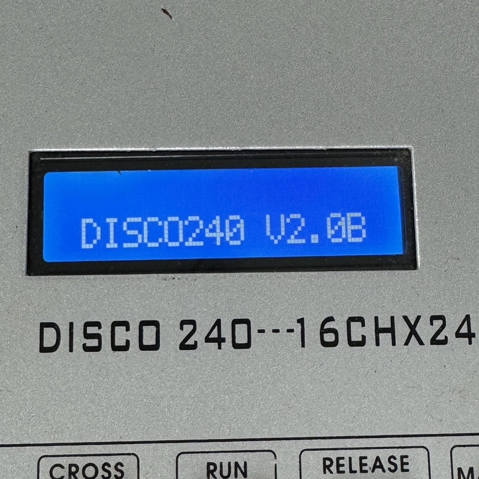 Disco 240 DMX512 stage lighting controller. Fader and joystick control sequencer