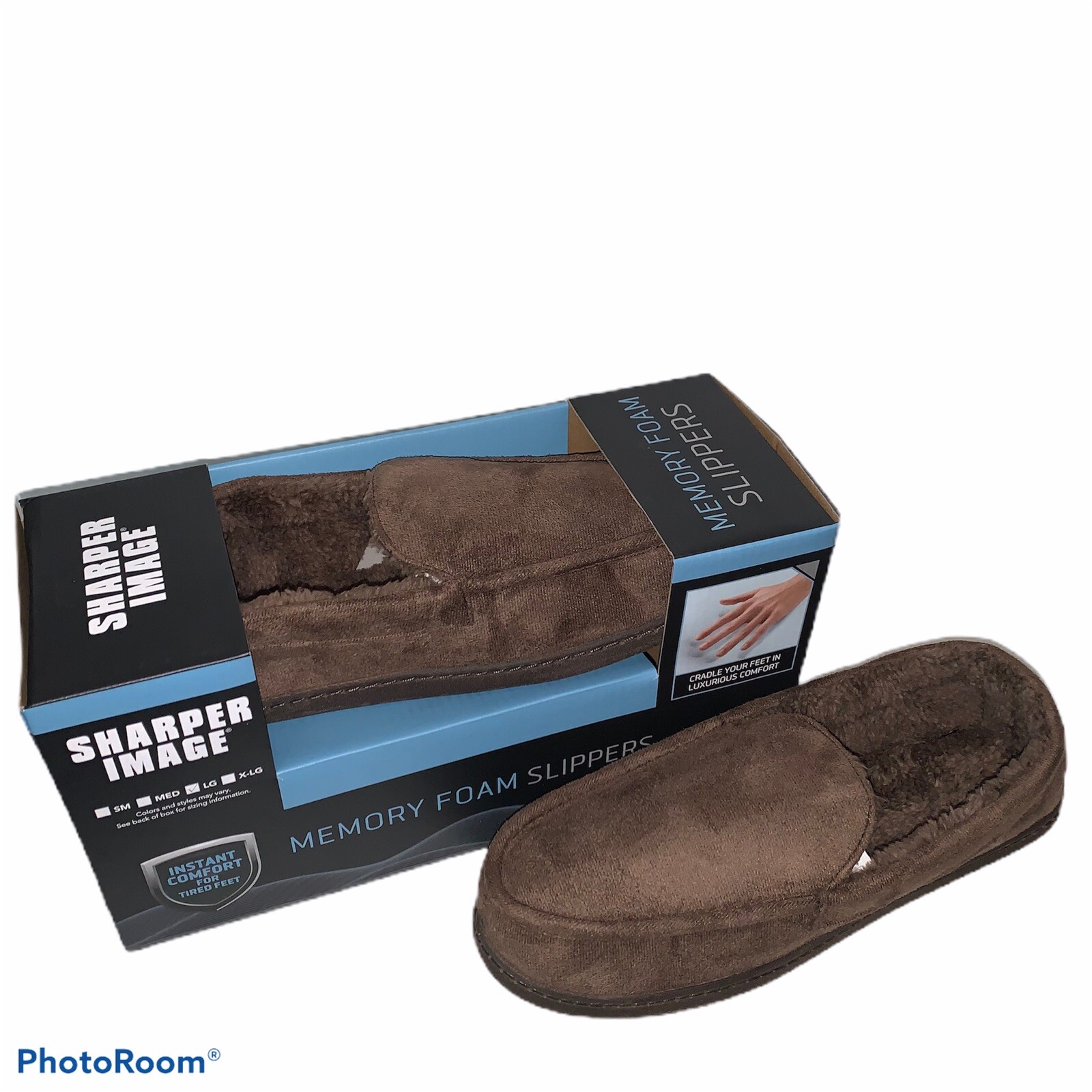 Mens Sharper Image Gentle Support Memory Foam Ultra Soft Moccasins￼ Slipper L