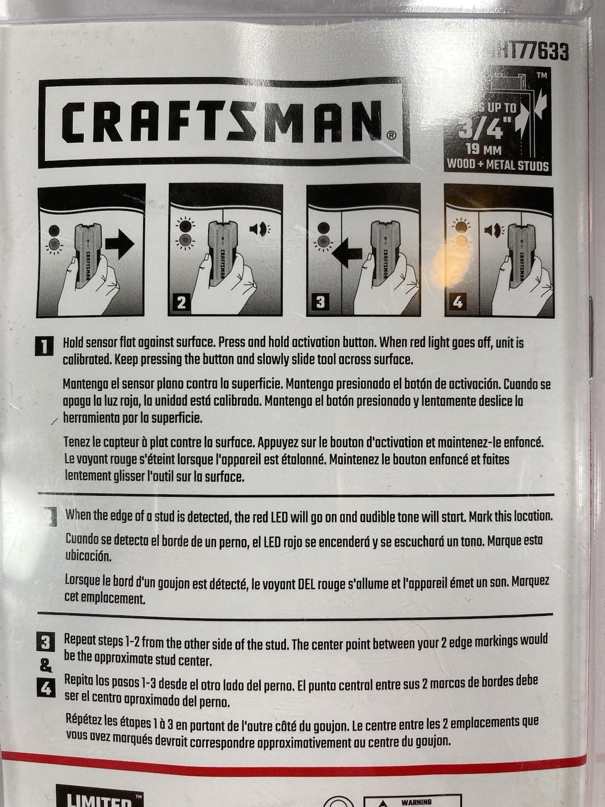 CRAFTSMAN Stud Finder, 3/4-Inch Depth (CMHT77633)