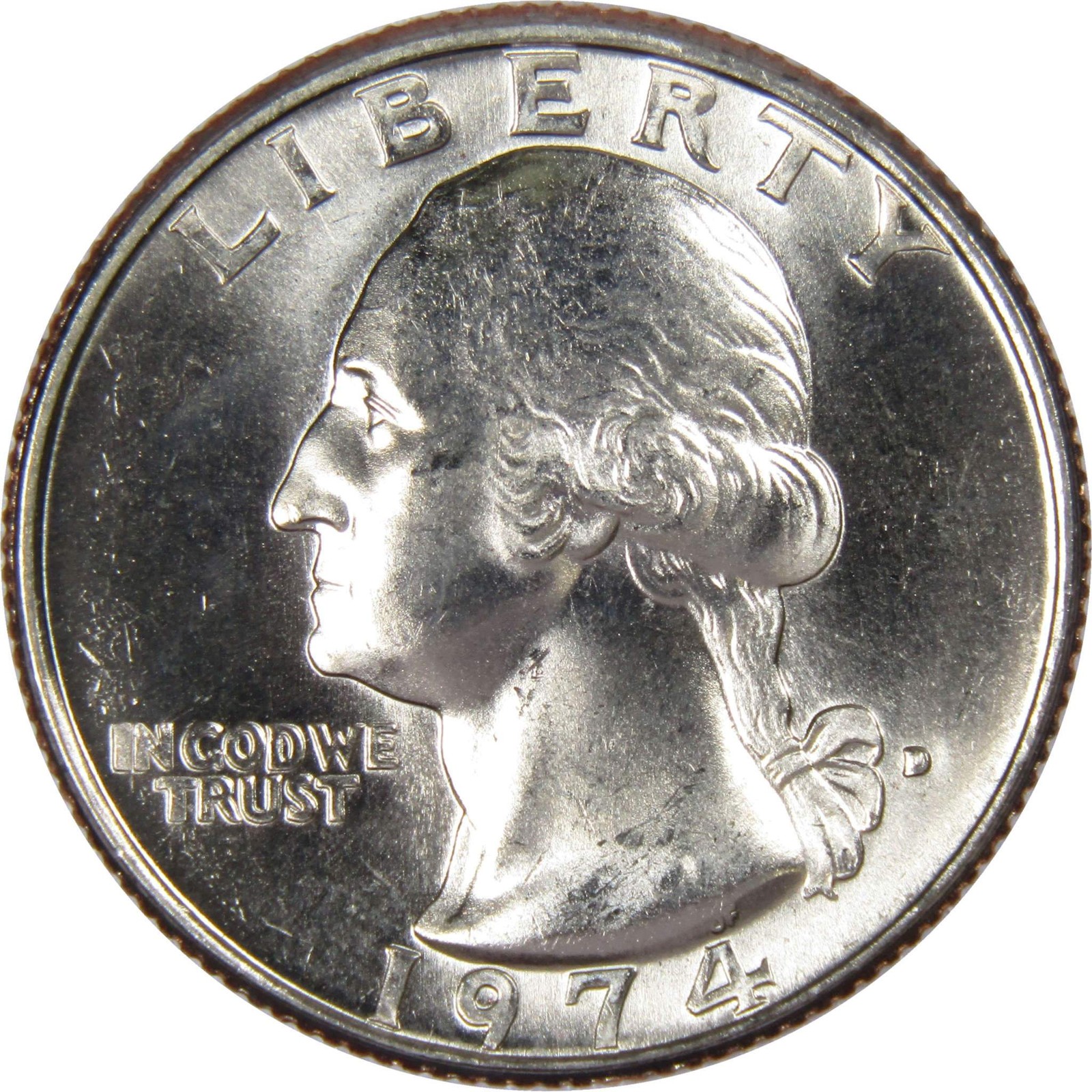1974 D Washington Quarter Clad Uncirculated Mint State 25c Coin