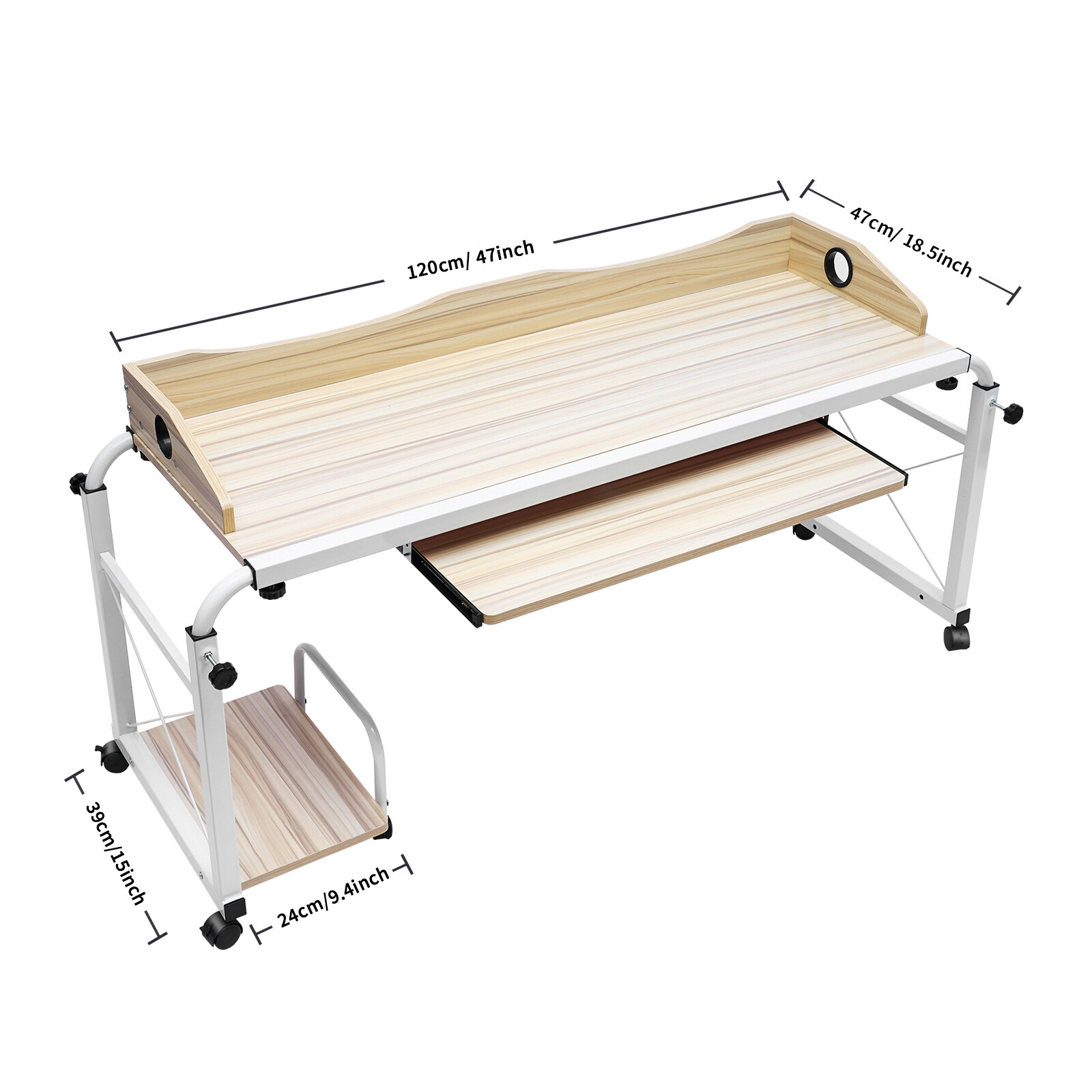 Over bed Table Desk Height Adjustable Rolling Laptop Computer Desk Cart For Home