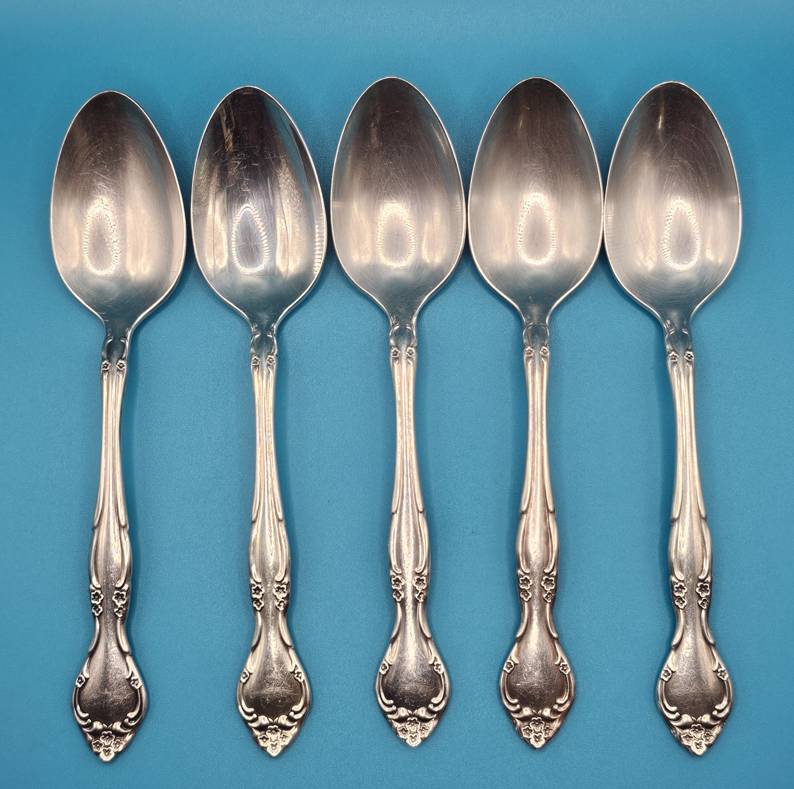 Set of 5 Oneida Community AFFECTION Flatware Teaspoons 6" Silverplate